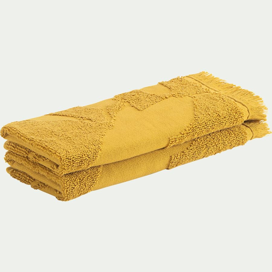Lot de 2 serviettes invité en coton - jaune argan 30x50cm-Ryad