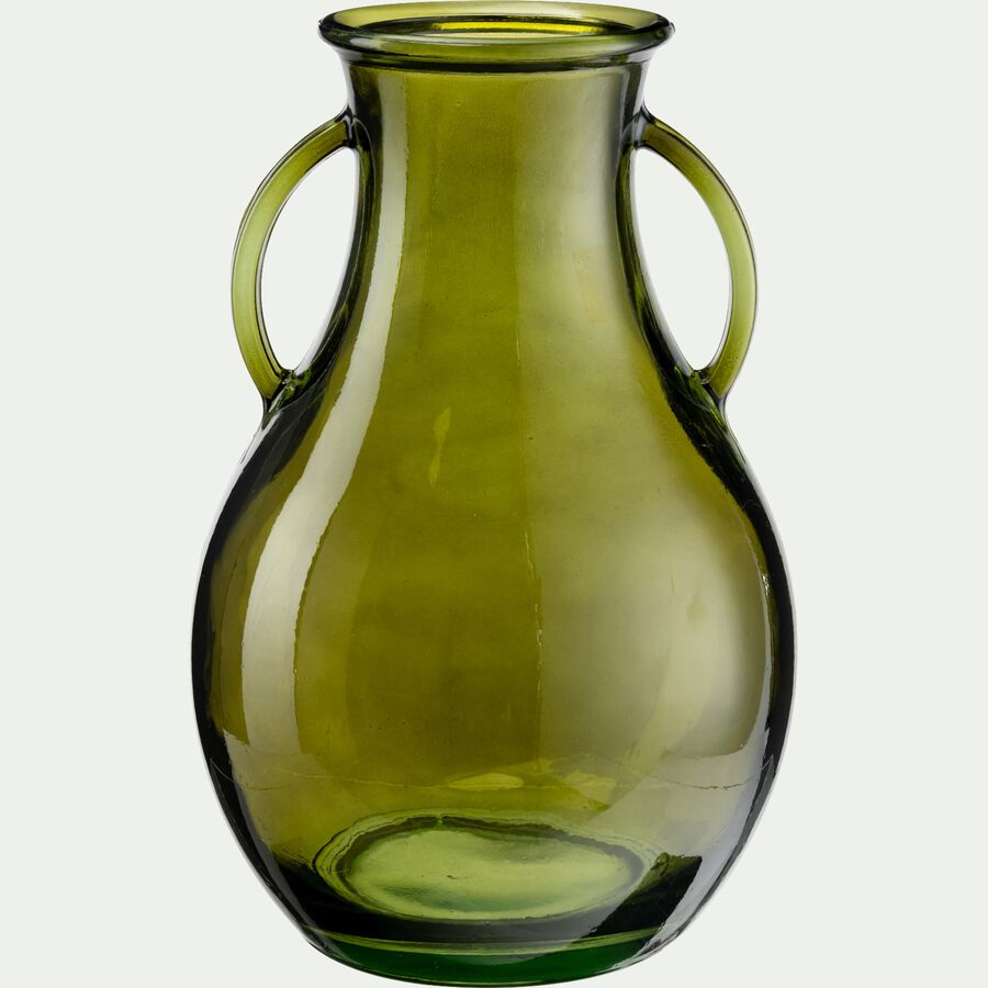 Vase amphore en verre recyclé - vert D20xH32cm-AKHDAR