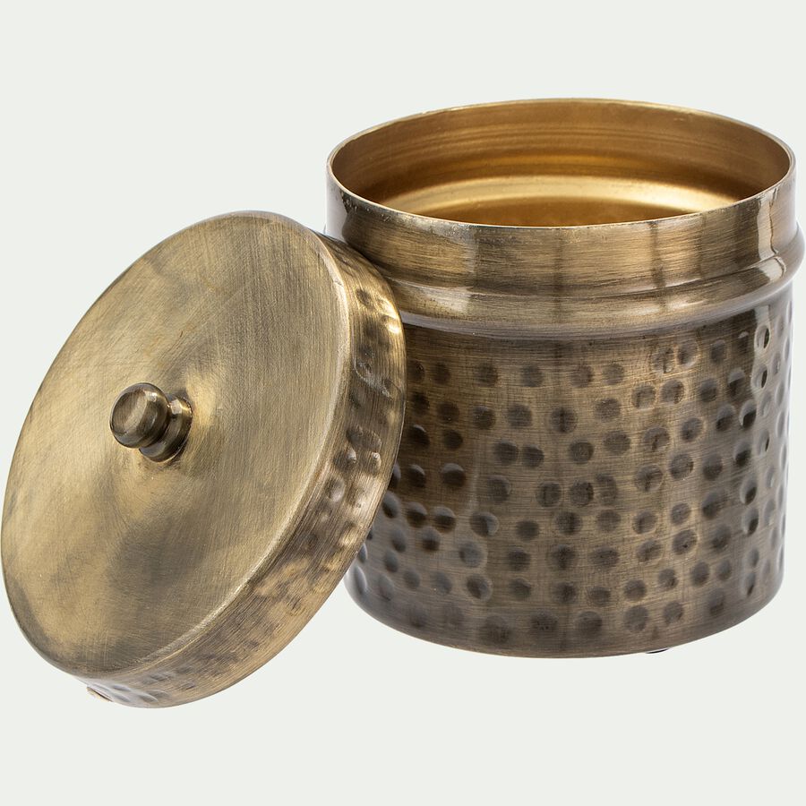 Boîte décorative ronde en fer - doré D10xH10cm-ALMABNI