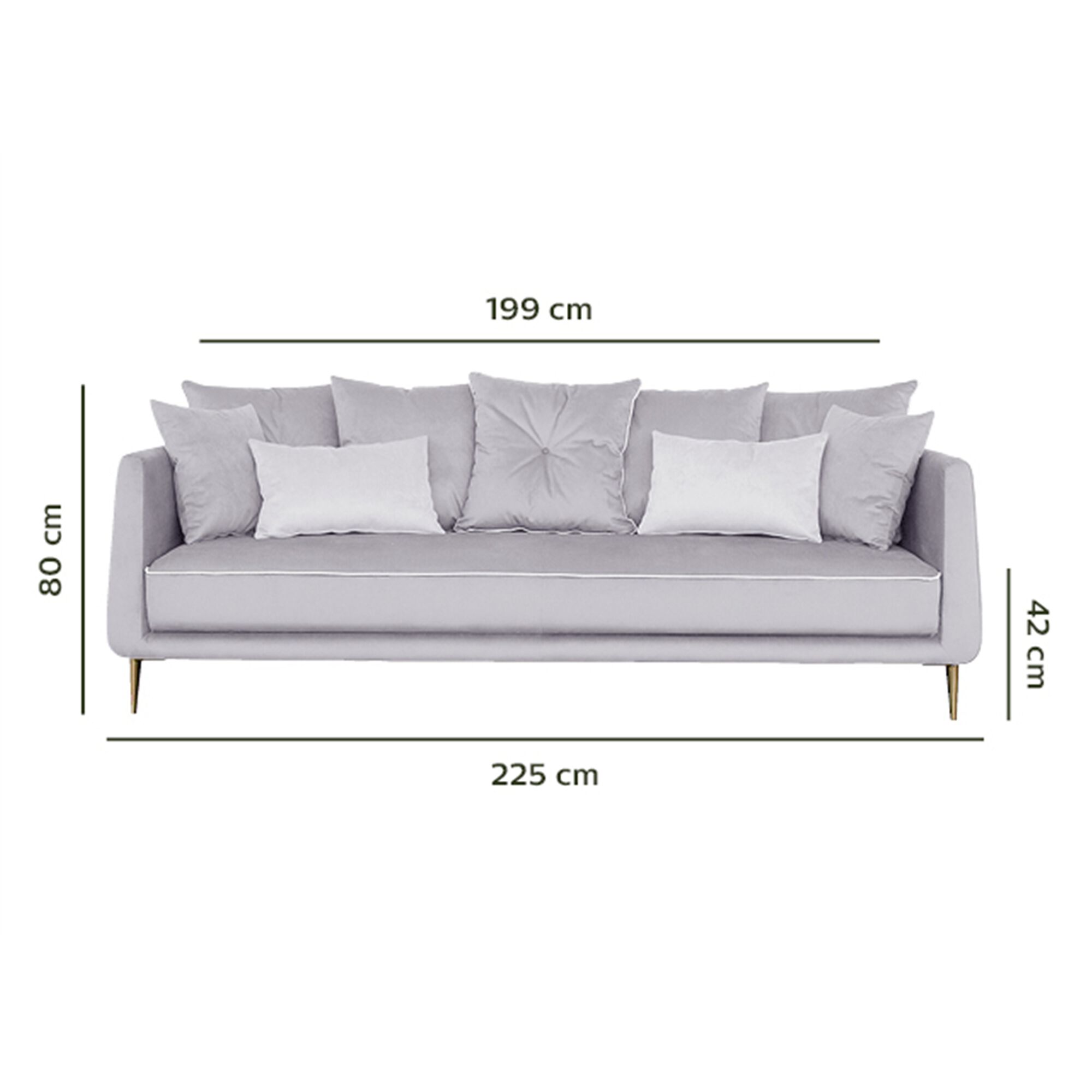 Canapé 4 places fixe en tissu - gris borie-ASTELLO