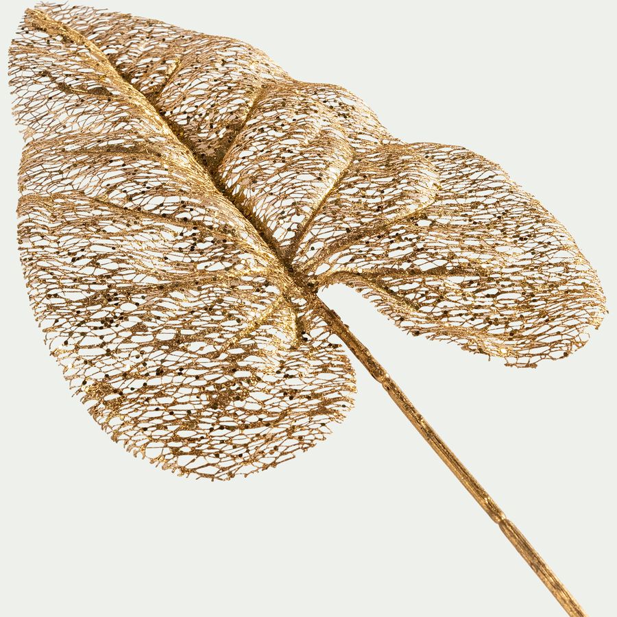 Branche d'alocasia artificielle - doré H70cm-AKALA