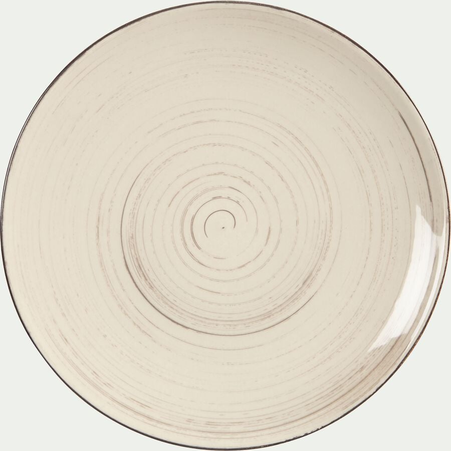 Assiette plate en faïence blanche effet patiné D27cm-GASTON