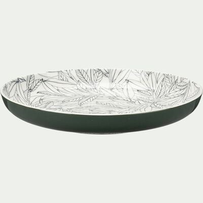 Assiette plate en porcelaine motifs laurier - vert cèdre D26,8cm-AIX