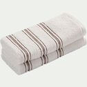 Lot de 2 serviettes invité en coton - blanc ventoux et beige 30x50cm-ROMY