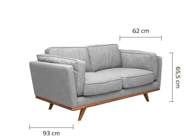 Canapé 2 places fixe en tissu gris chiné clair-ASTORIA