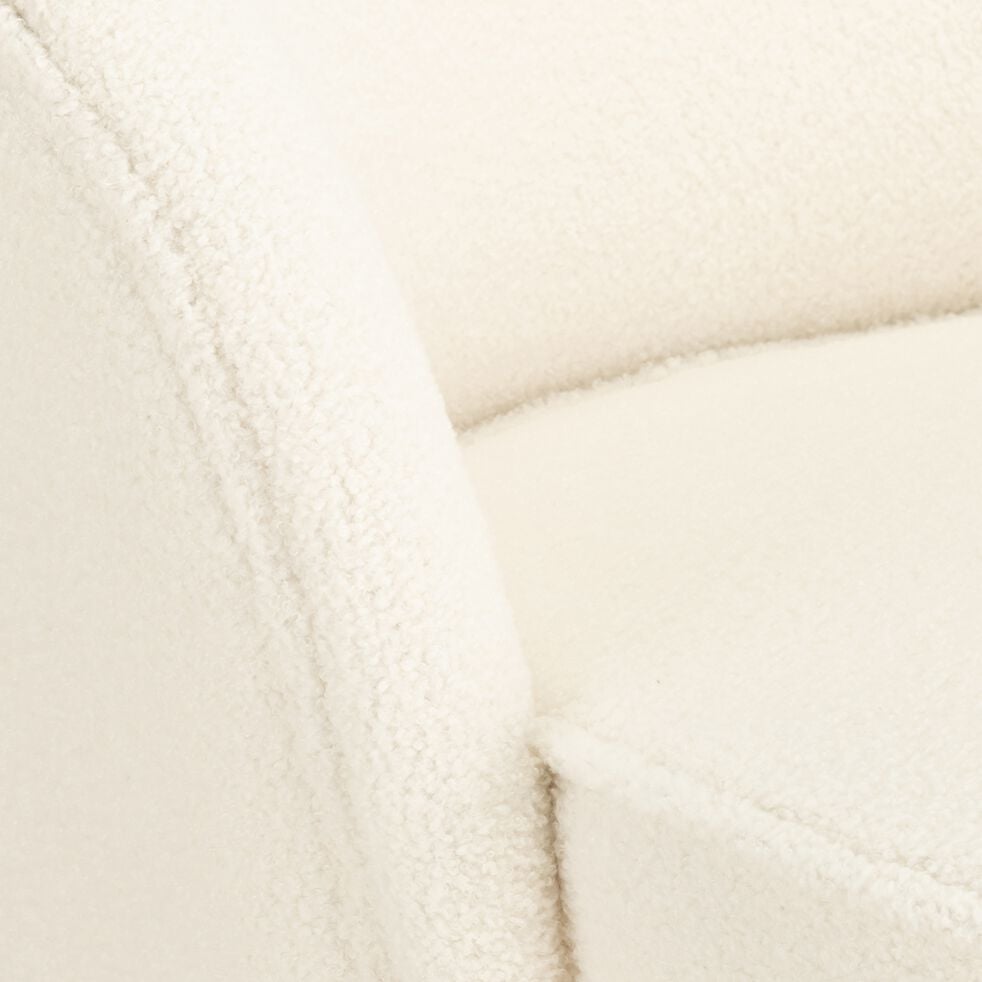 Fauteuil en tissu effet moutonné et piétement en hévéa - blanc capelan-VALLON