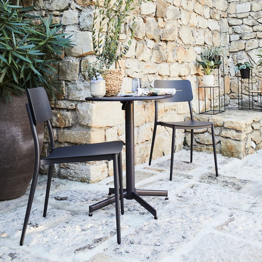 Table de jardin pliante en acier - noir (2 places)-ESPRESSO