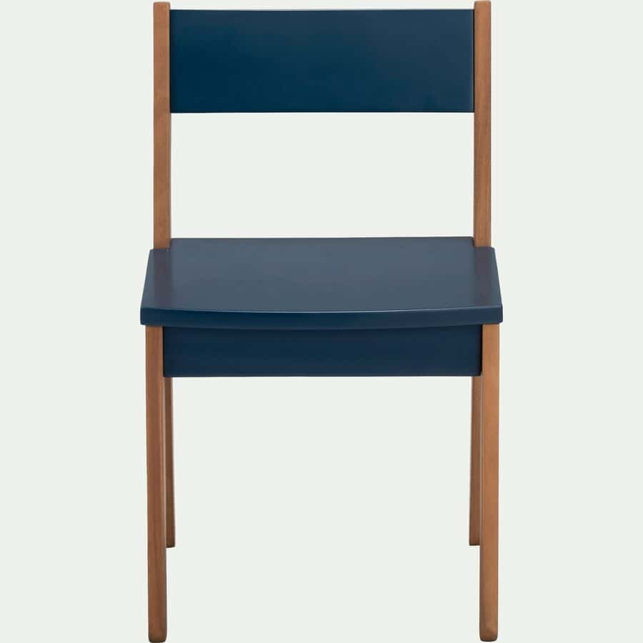 Chaise pour enfant, avec dossier, bois naturel et verni bleu, 59 x 29 – roba