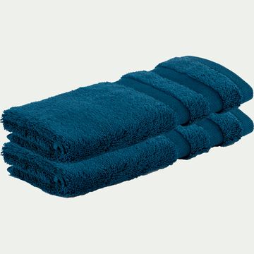 Lot de 2 serviettes invité en coton - bleu figuerolles 30x50cm-Rania