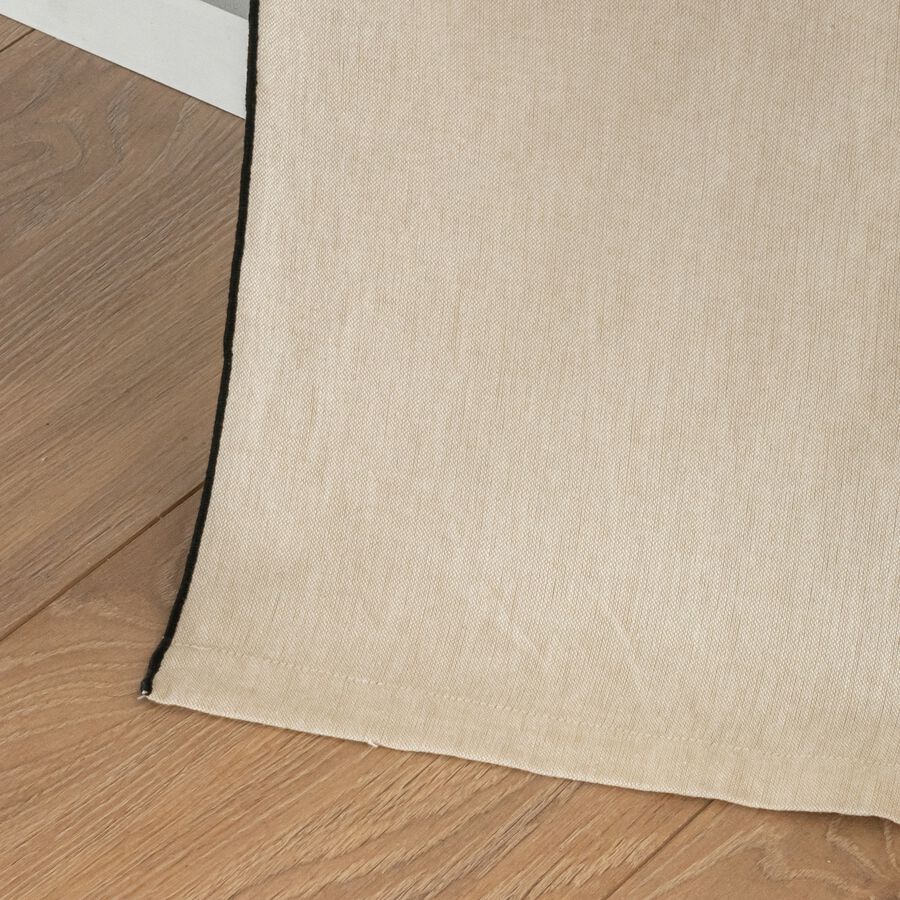 Rideau à œillets en coton liseré - blanc écru 140x250cm-LINIA