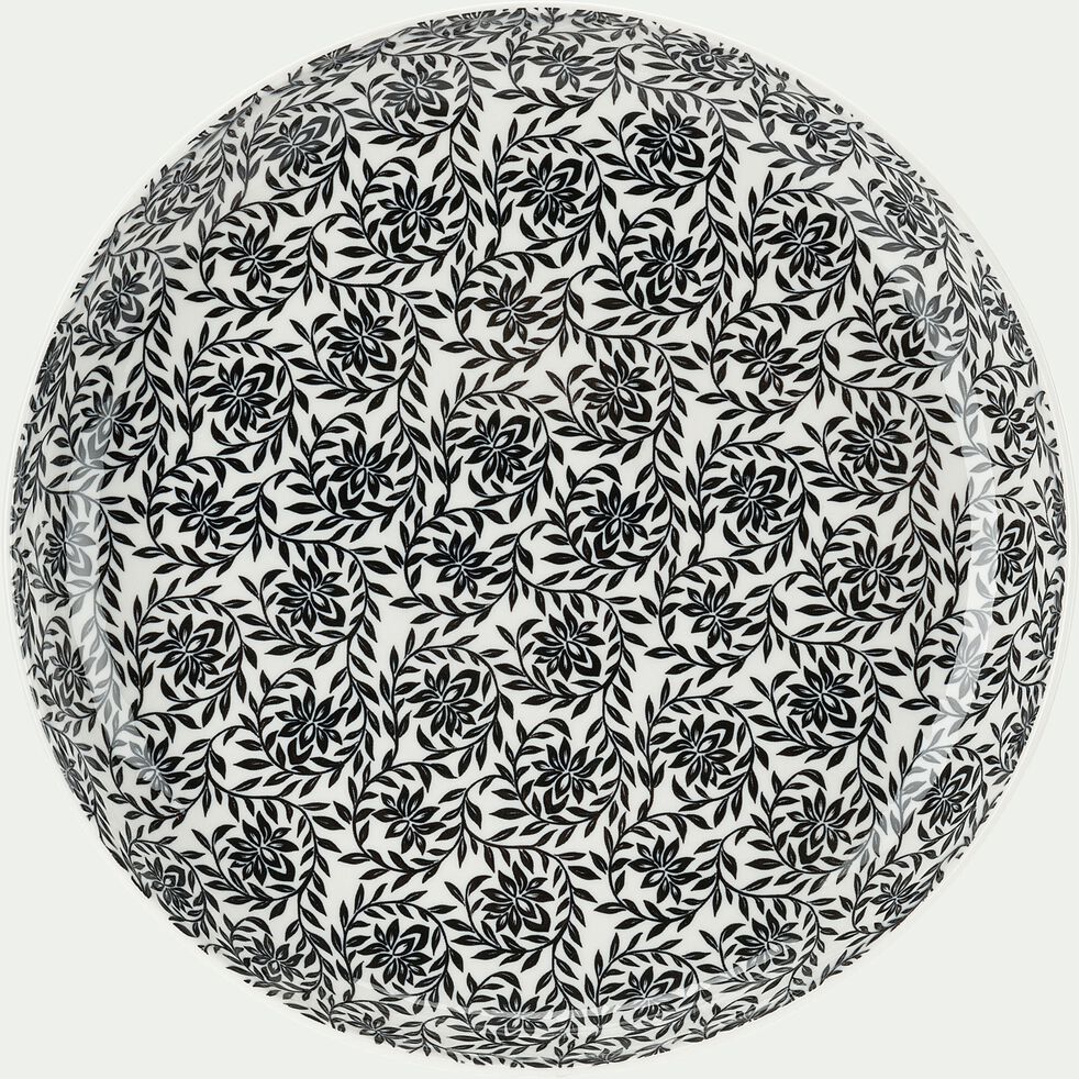 Assiette plate en porcelaine à motifs jasmin - vert cèdre D26,8cm-AIX