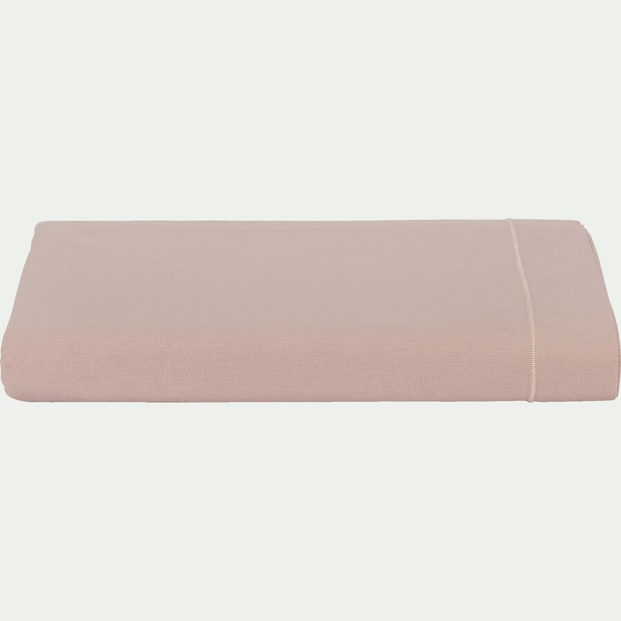 Drap plat en coton - rose rosa 180x300cm-CALANQUES