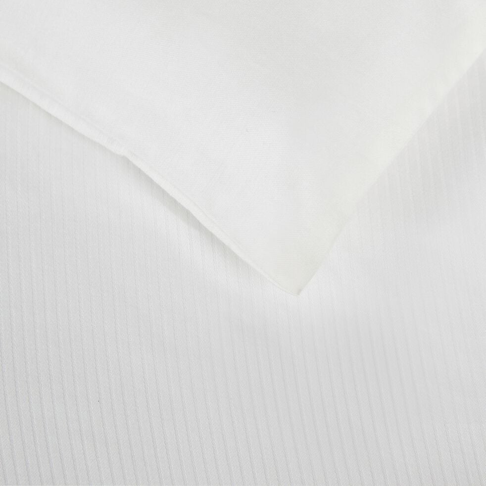 Housse de couette rayée en satin de coton - blanc capelan 260x240cm-SANTIS