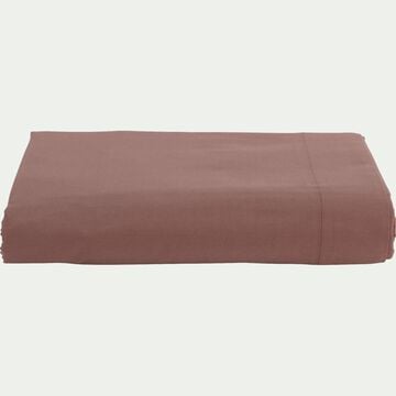 Drap plat en percale de coton - brun rhassoul 270x300cm-FLORE