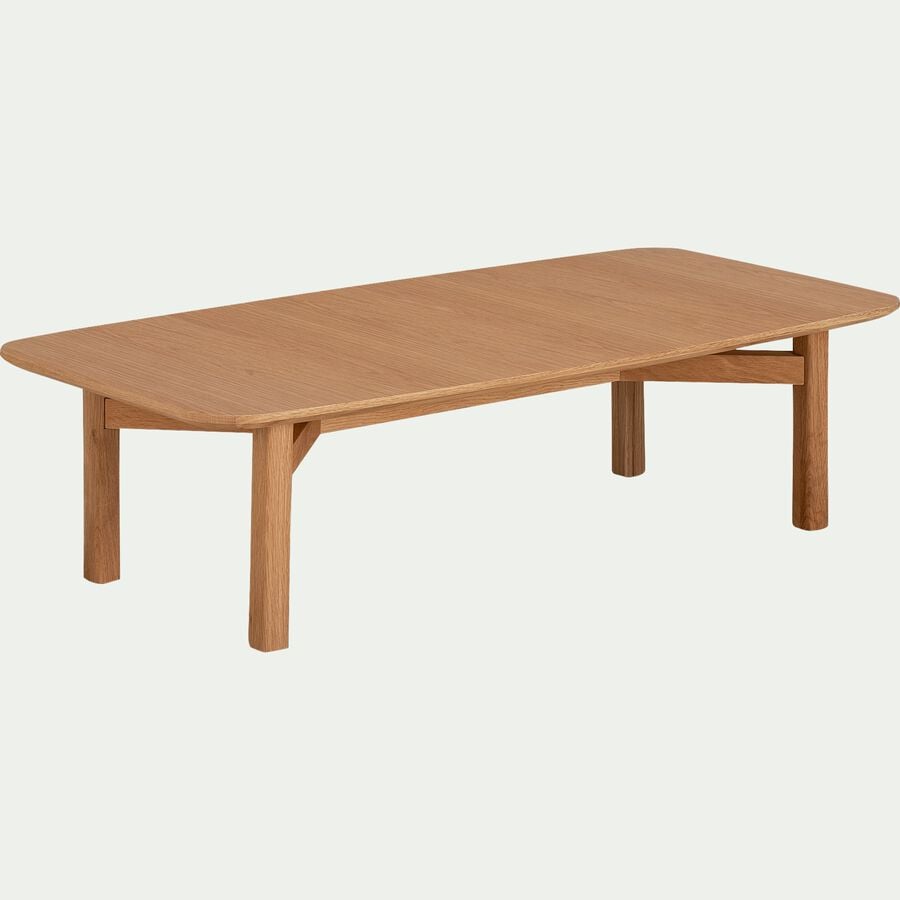 Table basse rectangle en plaqué chêne et piètement en chêne-ZIRRA