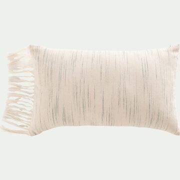 Coussin frangé asymétrique en coton - blanc 30x50cm-SAYIL