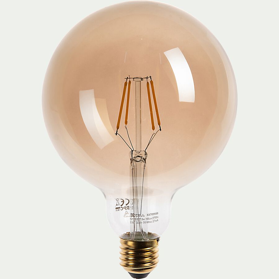 Ampoule LED déco à filament sphère lumière chaude 6W - ambre D12,5cm-AMPOULE