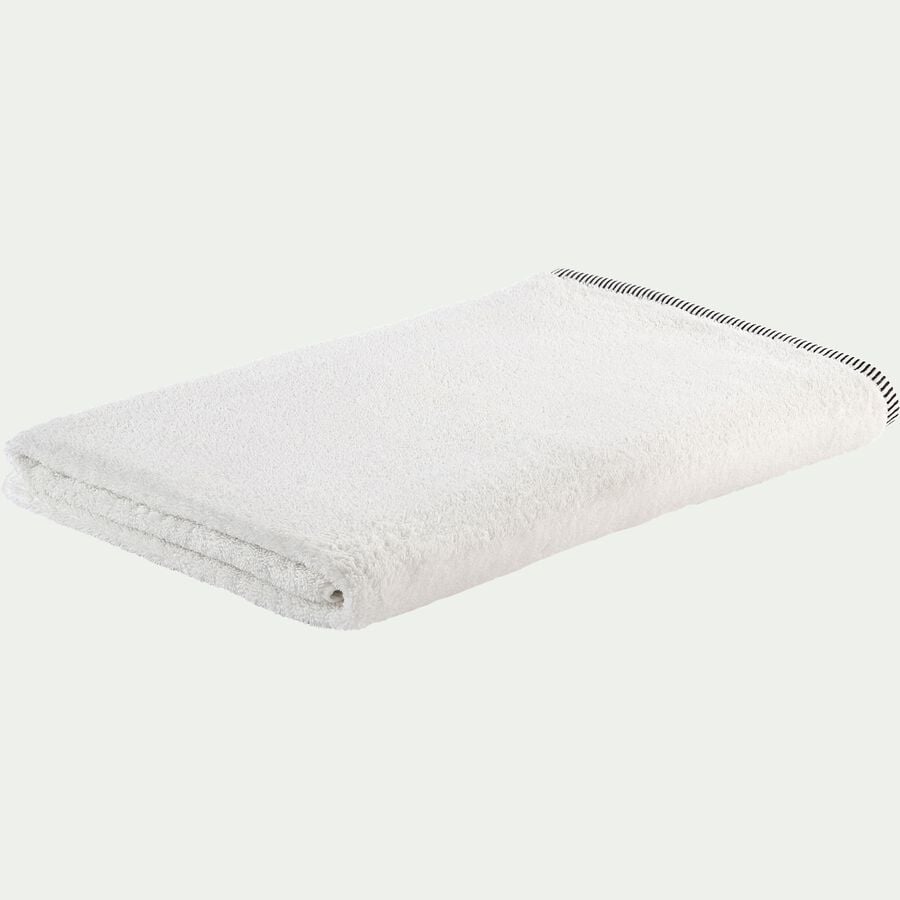 Drap de bain brodé en coton - blanc ventoux 100x150cm-Romane