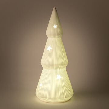 Sapin décoratif lumineux en porcelaine H24,51xD10cm - blanc-KESAR
