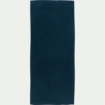 Tapis de bain chenille en polyester - bleu figuerolles 50x120cm-Picus