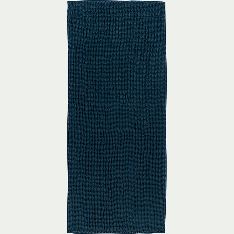 Tapis de bain chenille en polyester - bleu figuerolles 50x120cm-Picus