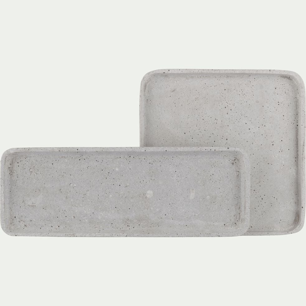 Plateau rectangulaire effet béton en polystone - gris 13,5x36cm-CALCIS