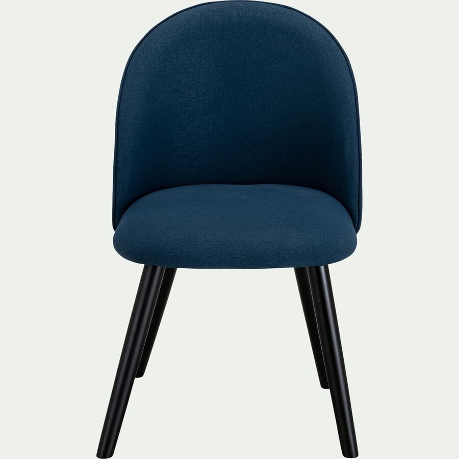 Chaise rétro en tissu avec piètement noir - bleu figuerolles-GAROS