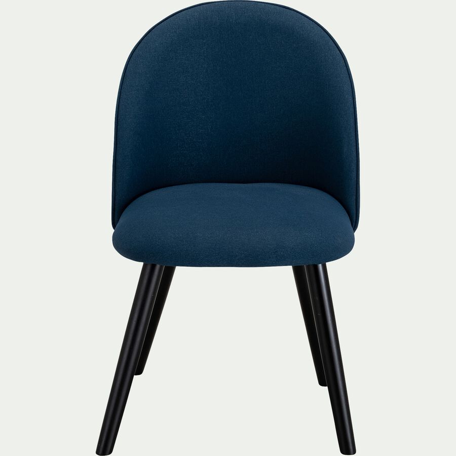 Chaise rétro en tissu avec piètement noir - bleu figuerolles-GAROS