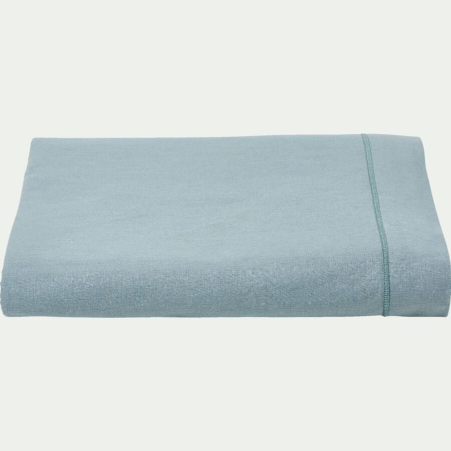 Drap plat en coton - bleu calaluna 270x300cm-CALANQUES