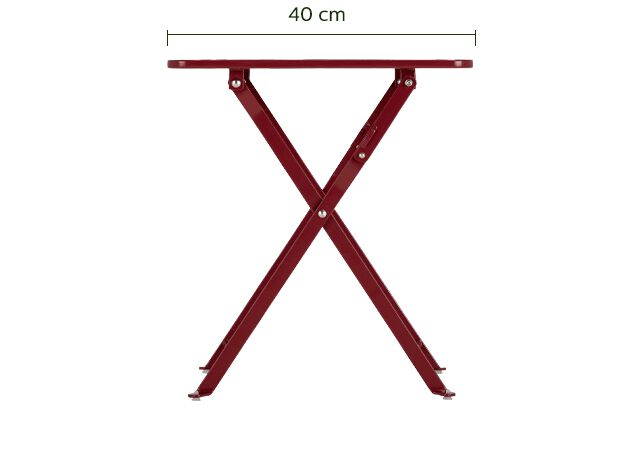 Table basse de jardin carrée pliante en acier - rouge sumac-CERVIONE