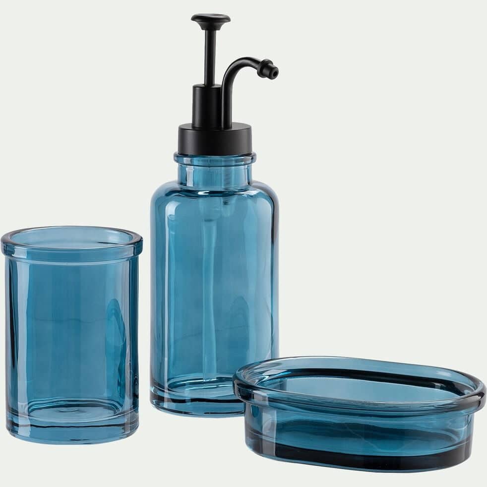Porte-savon en verre - bleu niolon-MIMOSA