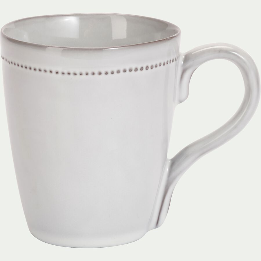 Mug en porcelaine avec liseré perlé - gris borie 31cl-MARGOT