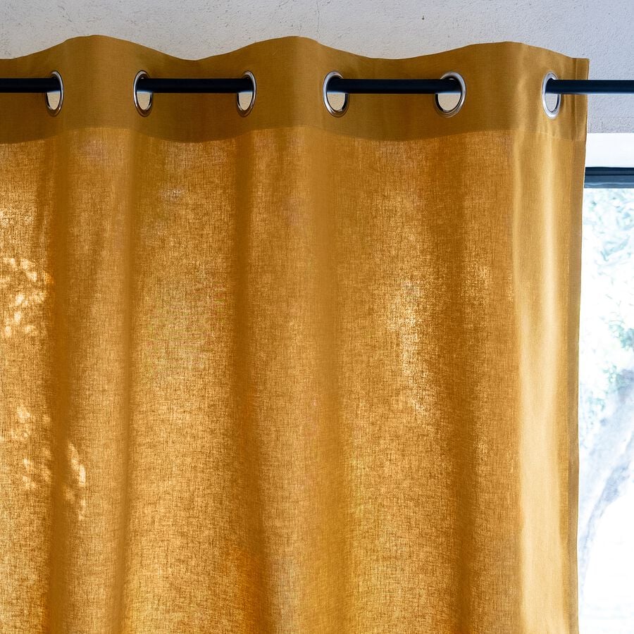 Rideau à œillets en coton - jaune argan 140x250cm-CALANQUES