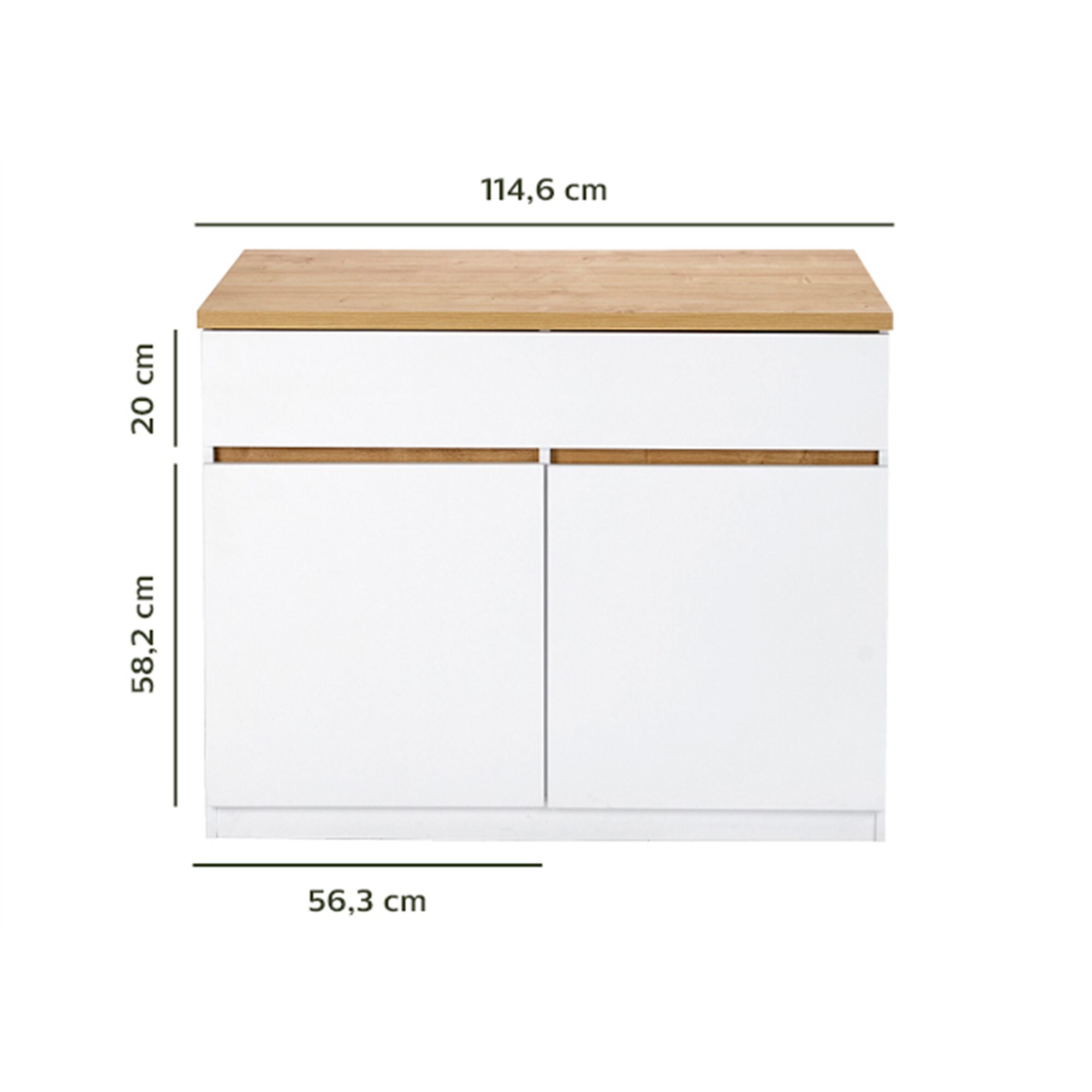 Ilot central de cuisine en bois L115cm - blanc-GABIN