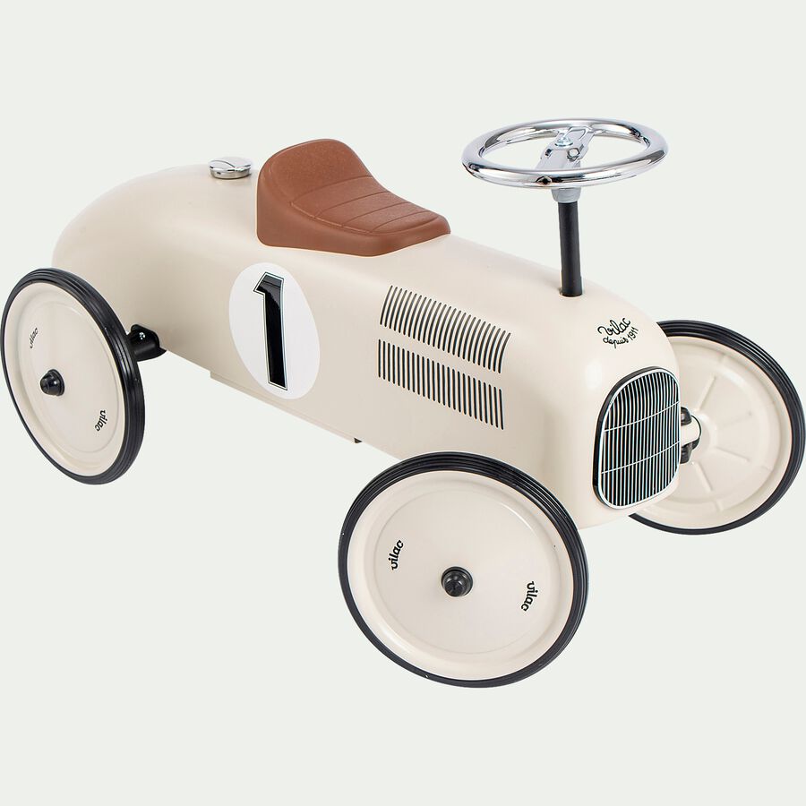 Porteur voiture vintage en acier pour enfant - blanc écru H40cm-RIANS