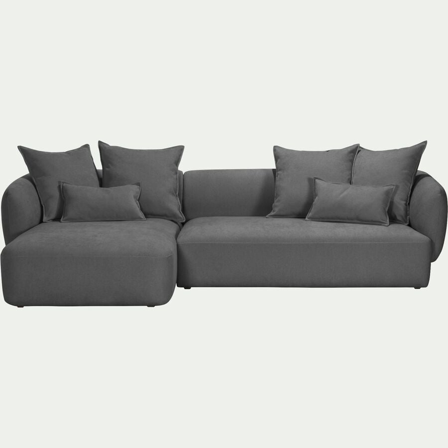 Canapé d'angle gauche fixe en tissu - gris moyen-ALBA