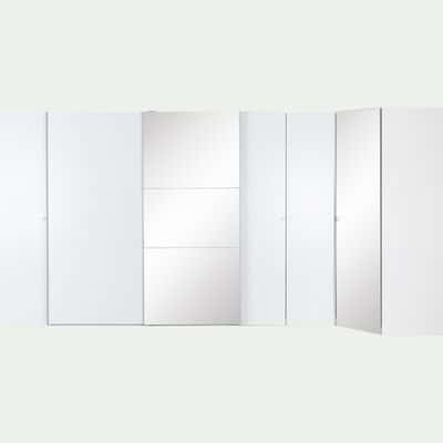 Grand dressing d'angle avec miroir en bois - blanc-DIMITRI