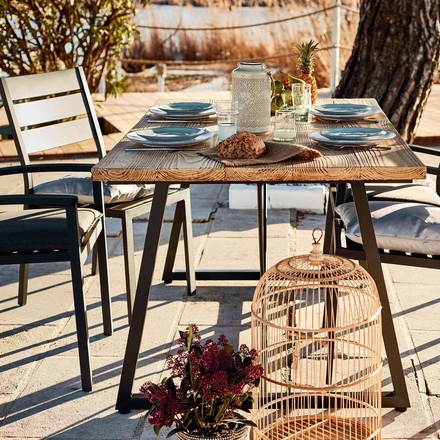 Estosa - Ensemble table et chaises d'extérieur pliantes Mia taupe