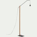 Lampadaire arc en bois et métal - noir H170cm-TERRA