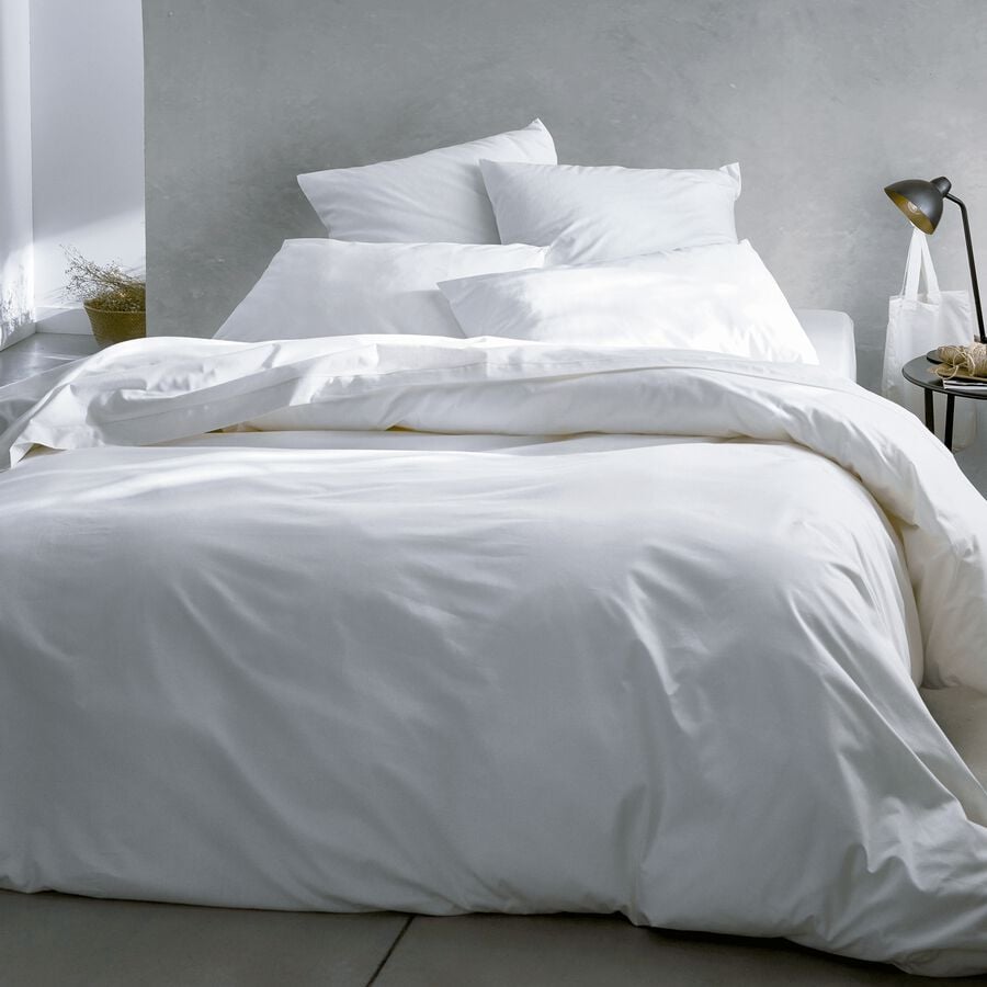 Linge de lit uni en coton - blanc-CALANQUES