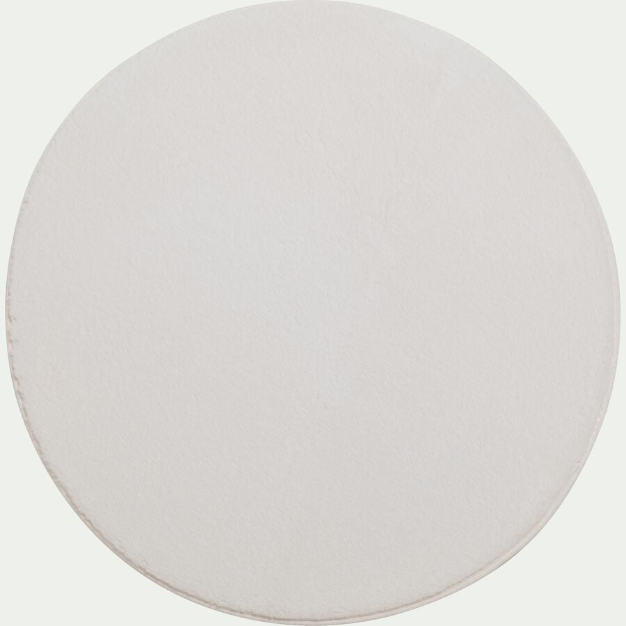 Tapis rond imitation fourrure - blanc ventoux D70cm-ROBIN
