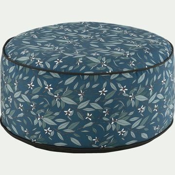 Pouf de jardin en tissu motif floral - bleu D53cm-Caprice