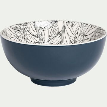 Bol en porcelaine motifs laurier - bleu figuerolles D15cm-AIX
