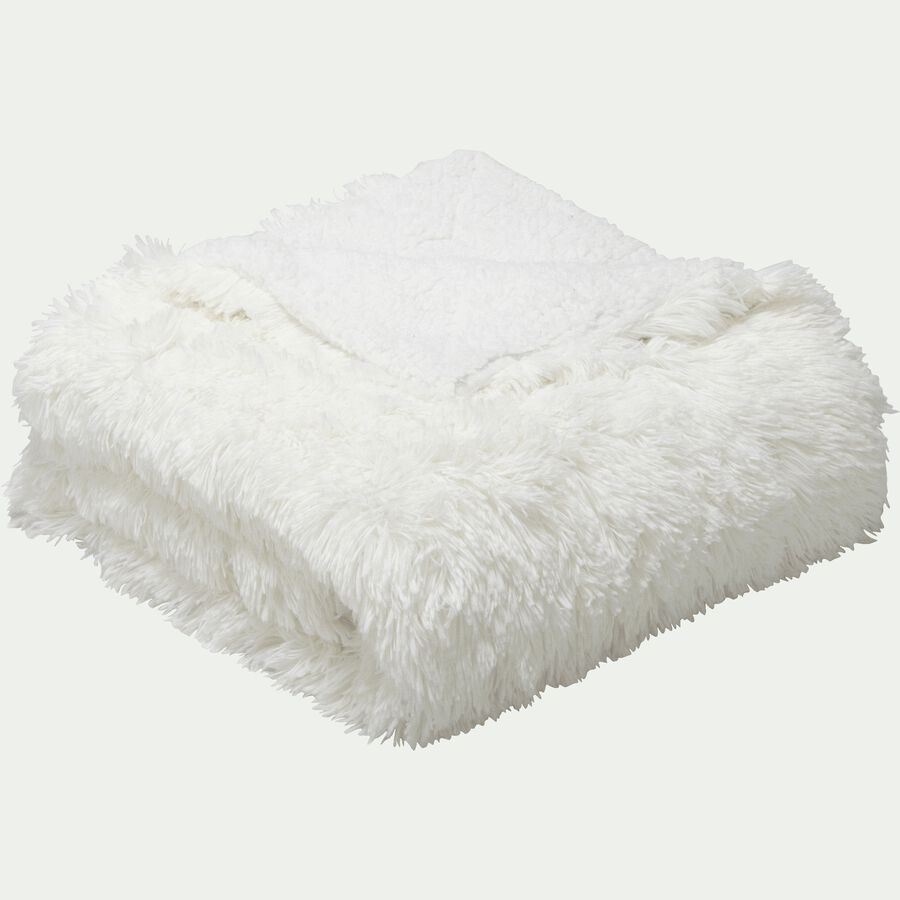 Plaid imitation fourrure - blanc 130x170cm-ELEC