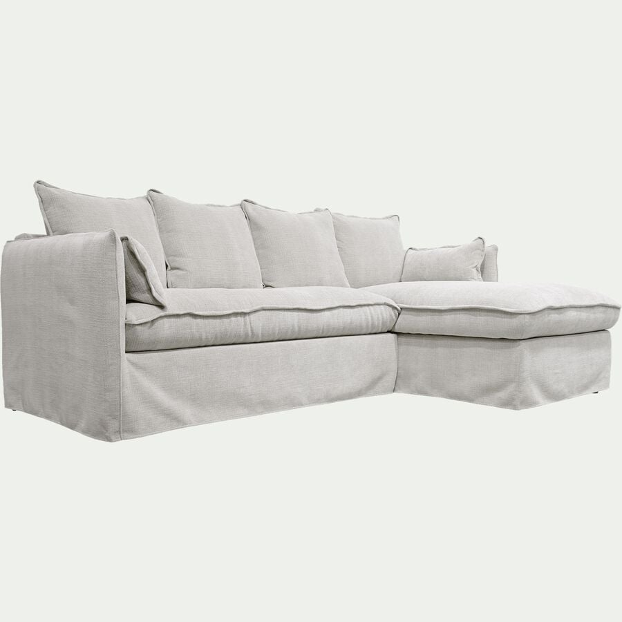 Canapé d'angle droit convertible en tissu - beige alpilles-KALISTO