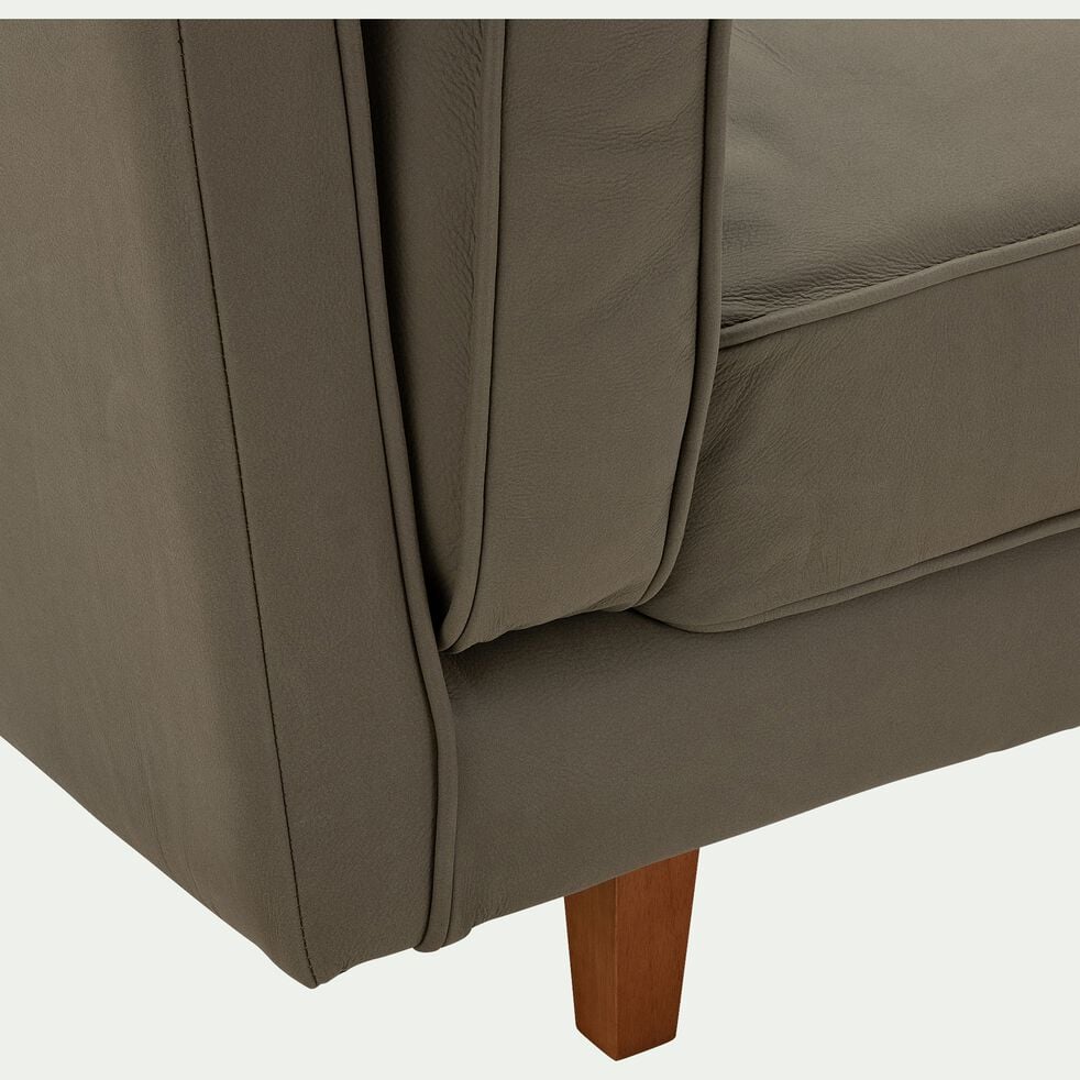 Canapé 2 places fixe en cuir nubuk - vert cèdre-BROOKLYN