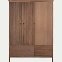 Armoire en bois 3 portes et 4 tiroirs - bois foncé H205cm-CRUZ