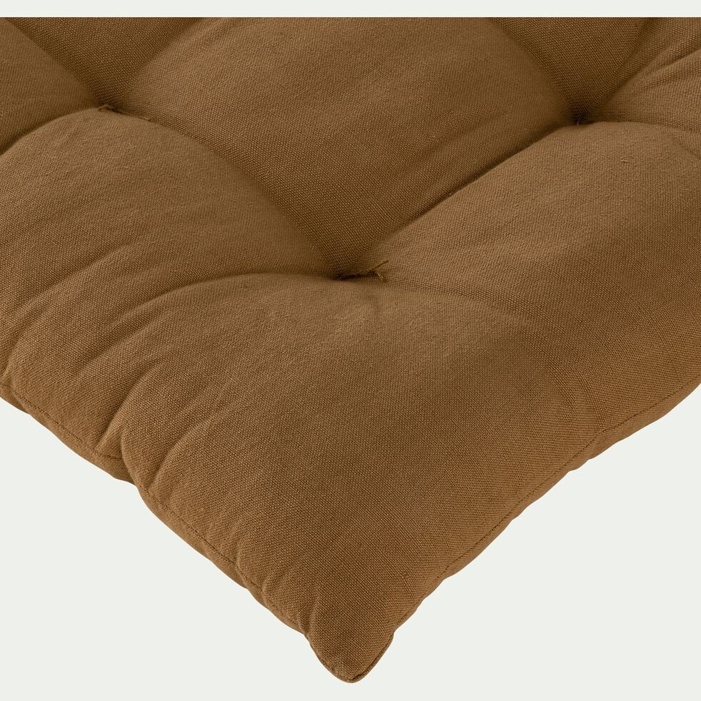 Coussin d'assise de banc matelassé en coton - brun alep 40x120cm-EMILIE