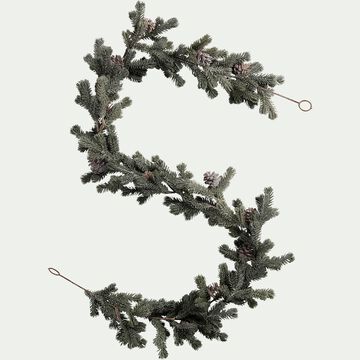 Guirlande de Noël en sapin artificiel enneigé L177cm - blanc-ALMAZNA