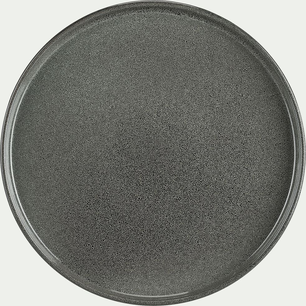 Assiette plate en grès émail réactif D27cm - vert foncé-PIETRA